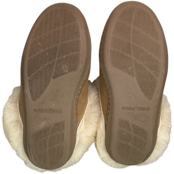 Minnetonka Sheepskin Mule Slippers - Tan suede leather - Women's‎ Size 5 - Picture 5 of 7